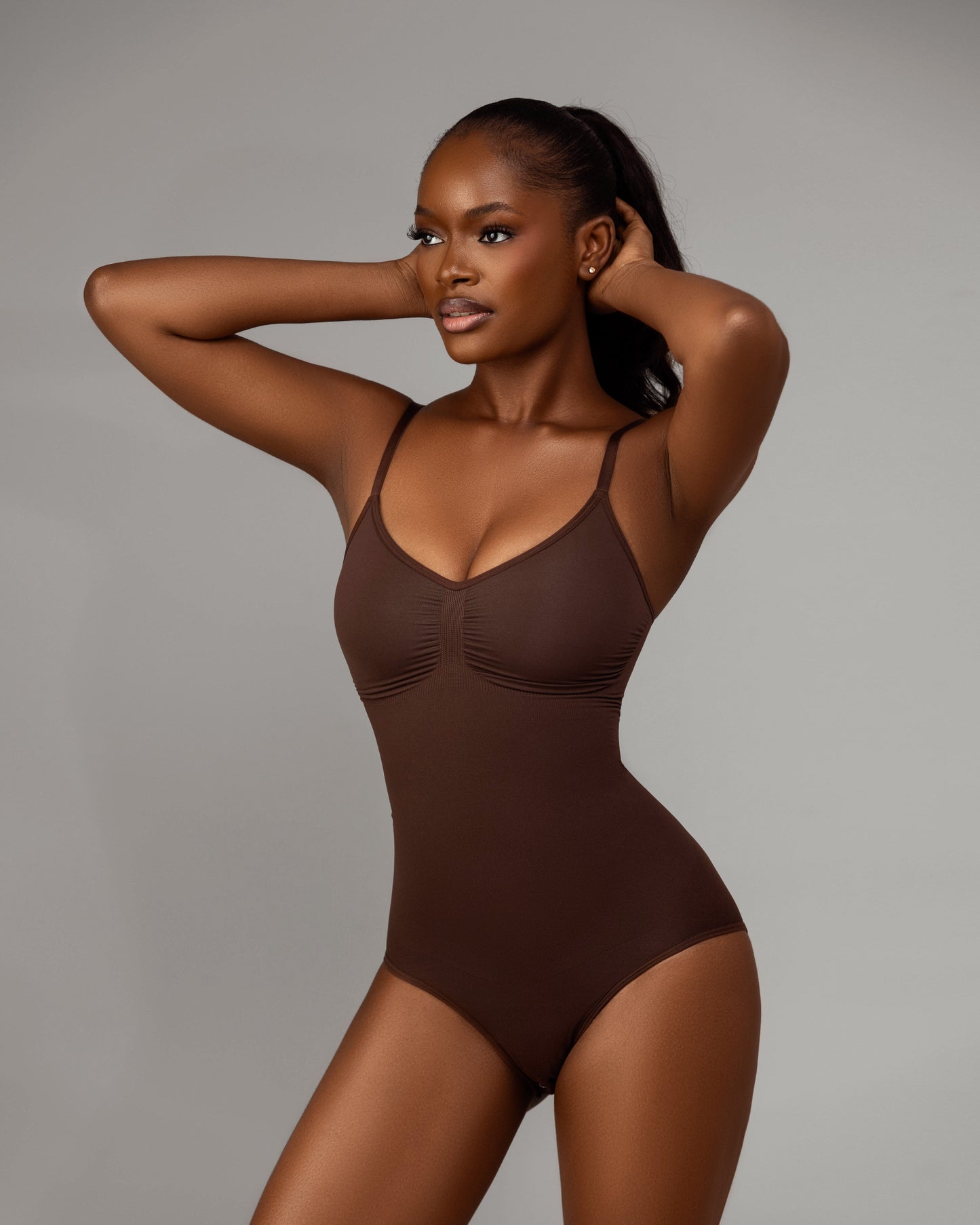 Augusta Newham Sculpting Bodysuit - Dark Brown (Front)