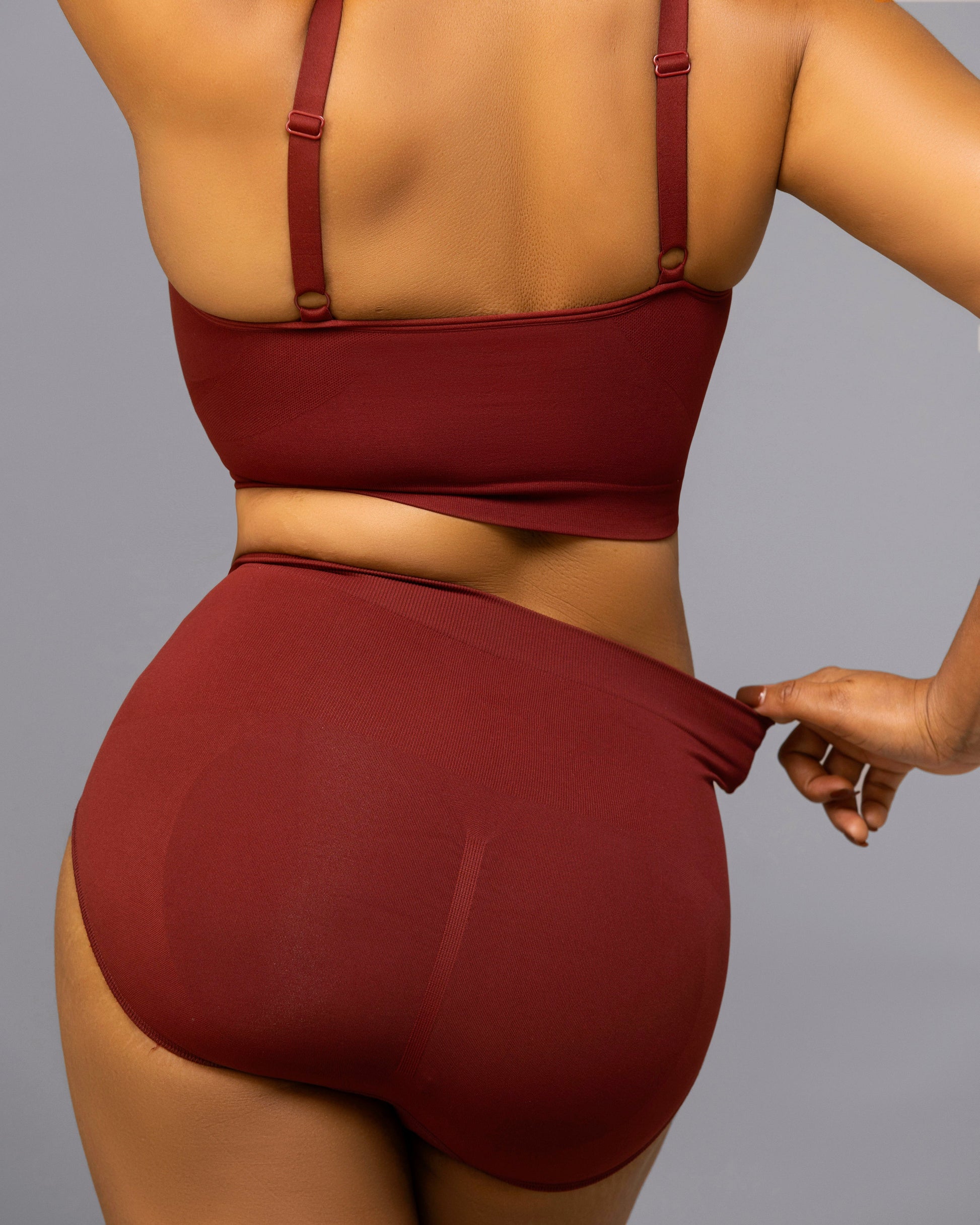 Augusta Newham Women's High Waisted Brief Control Pant - Burgundy (Back)