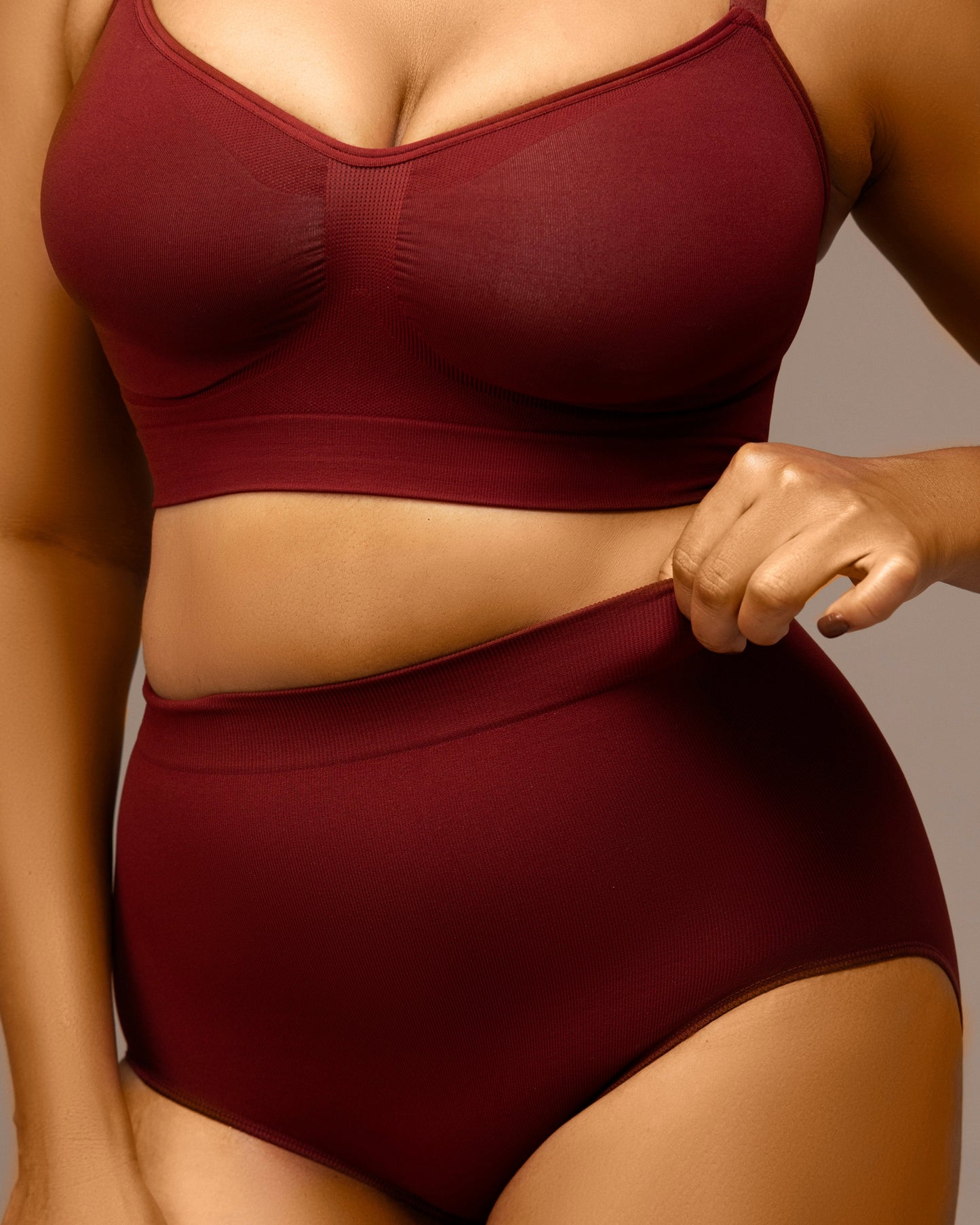 Augusta Newham Women's High Waisted Brief Control Pant - Burgundy (Front)